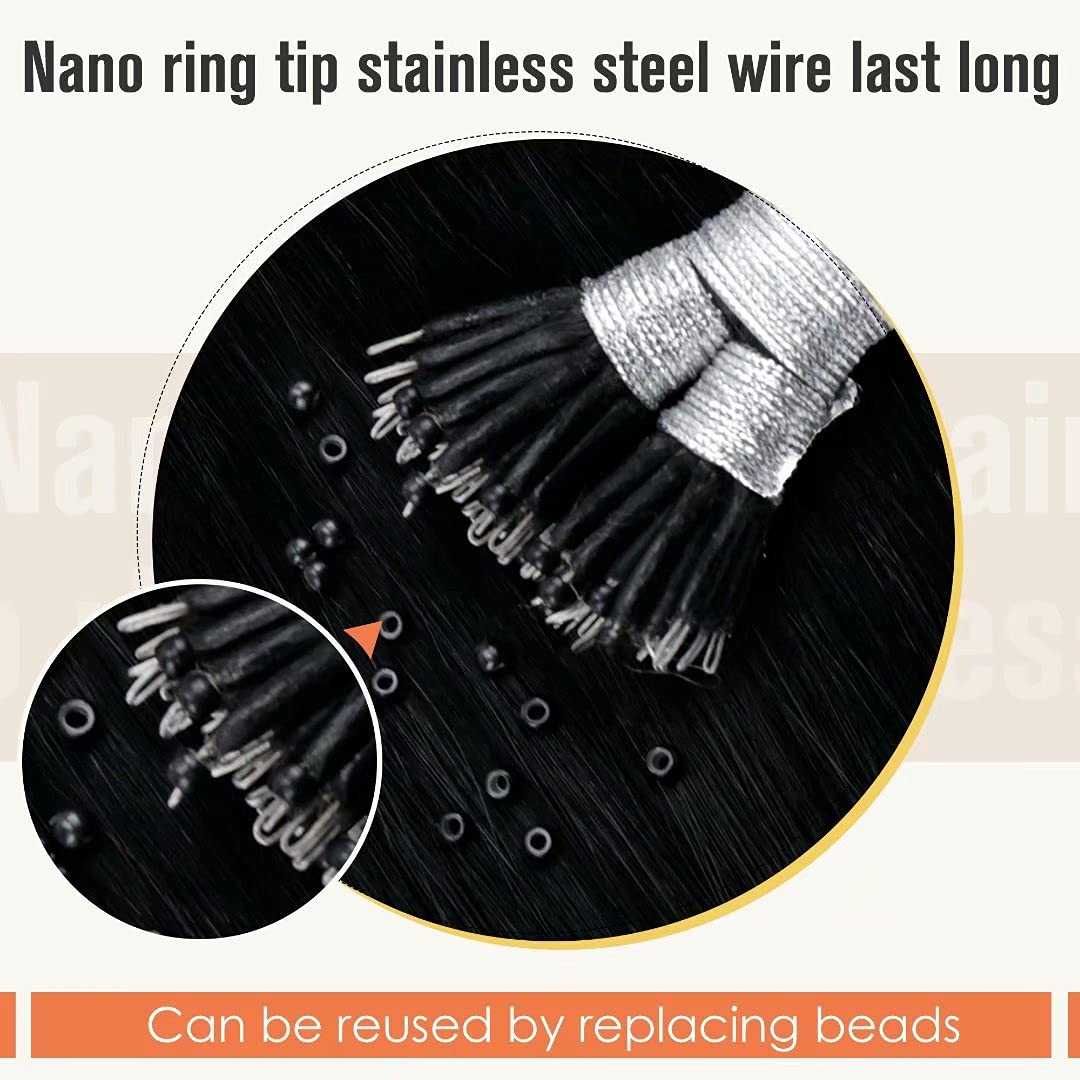 Естествена коса LaaVoo нано ринг (микро пръстени), дължина 35 см