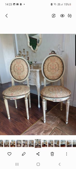 Set 2 scune din lemn sculptat vintage baroc antik folosit