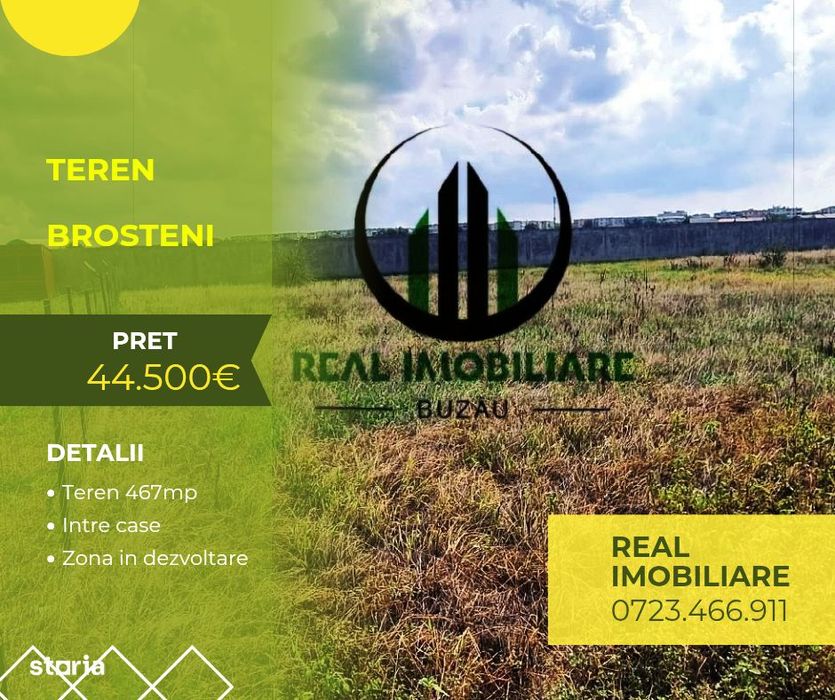 Teren intravilan Brosteni plata in rate !