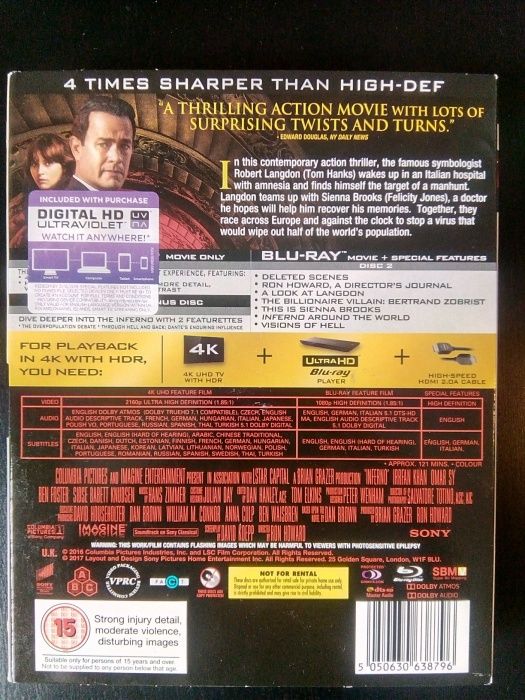 Supracoperta Blu ray 4K Inferno