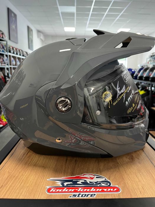Отваряема мото каска SCORPION ADX-2 CEMENT GRAY,очила,S 55-56см.NEW