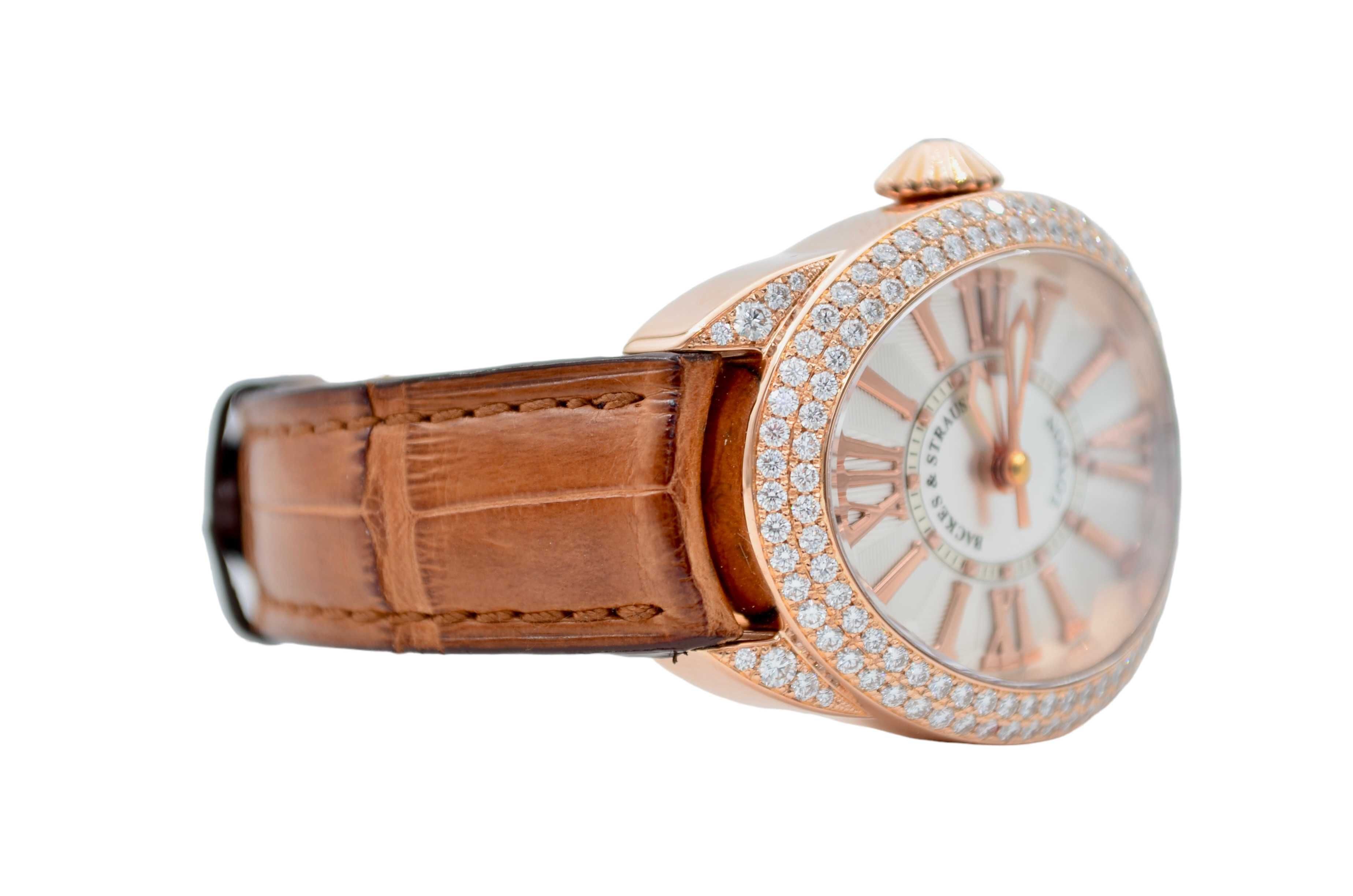 Backes&Strauss Regent Rose Gold Diamonds Leather Strap RE.3238.MA D.2R