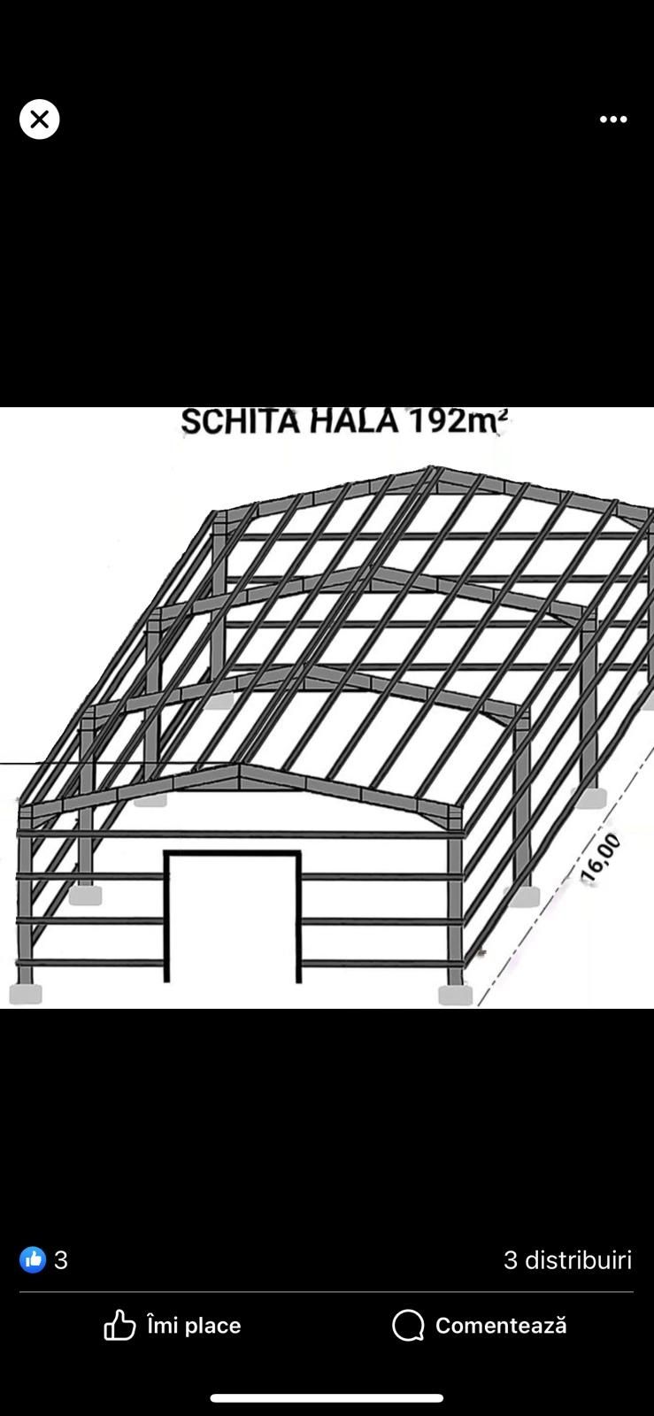 Vand hale  metalice  12 x 16  ferme metalice stâlpi