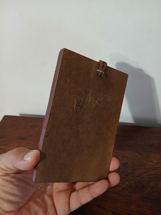 Pictura pe lemn lucrata cu foita aurita "Sfantul Antonie"de la Ghighiu