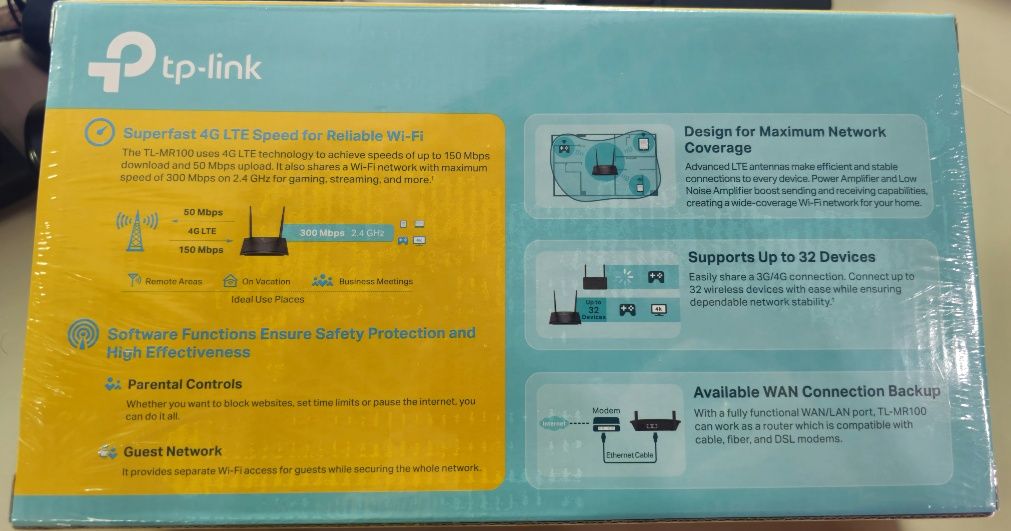 Модем 4G TP-LINK TL-MR100 новый в упаковке
