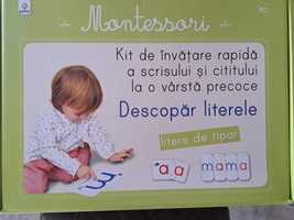 Montessori -Descopar literele. Kit de invatare rapida a scrisului si c