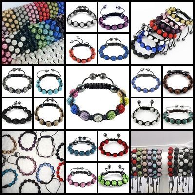 Bratara unisex 9 bile cristale 4 hematite Shamballa Shambala Sambala