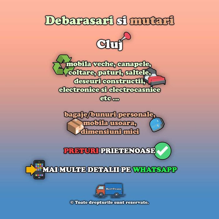 Transport si debarasare mobila veche Cluj