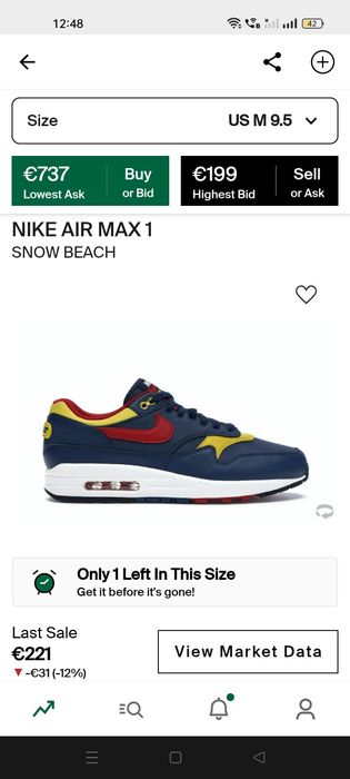 Nike Air Max 1 'Snow Beach', mărimea 43