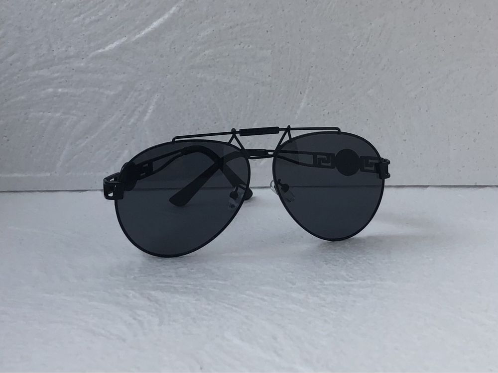 Versace Мъжки Дамски слънчеви очила  авиатор черни кафяви VE 8037