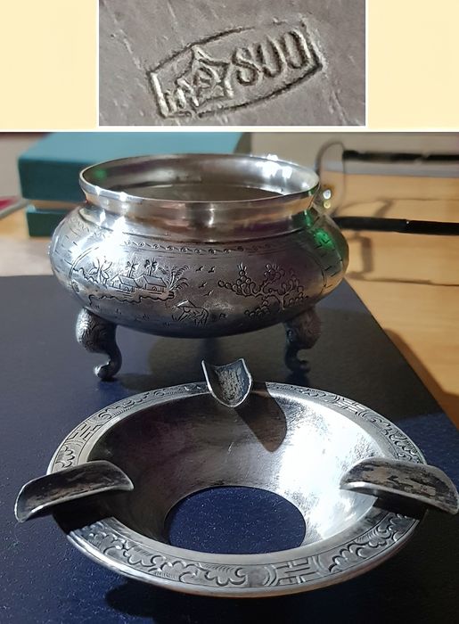 Пепельница ссср Серебро 800 пробы Вес 115 грамм По Цене за 1 грамм