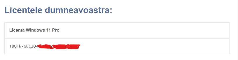 cod Licenta -WINDOWS 11 PRO
