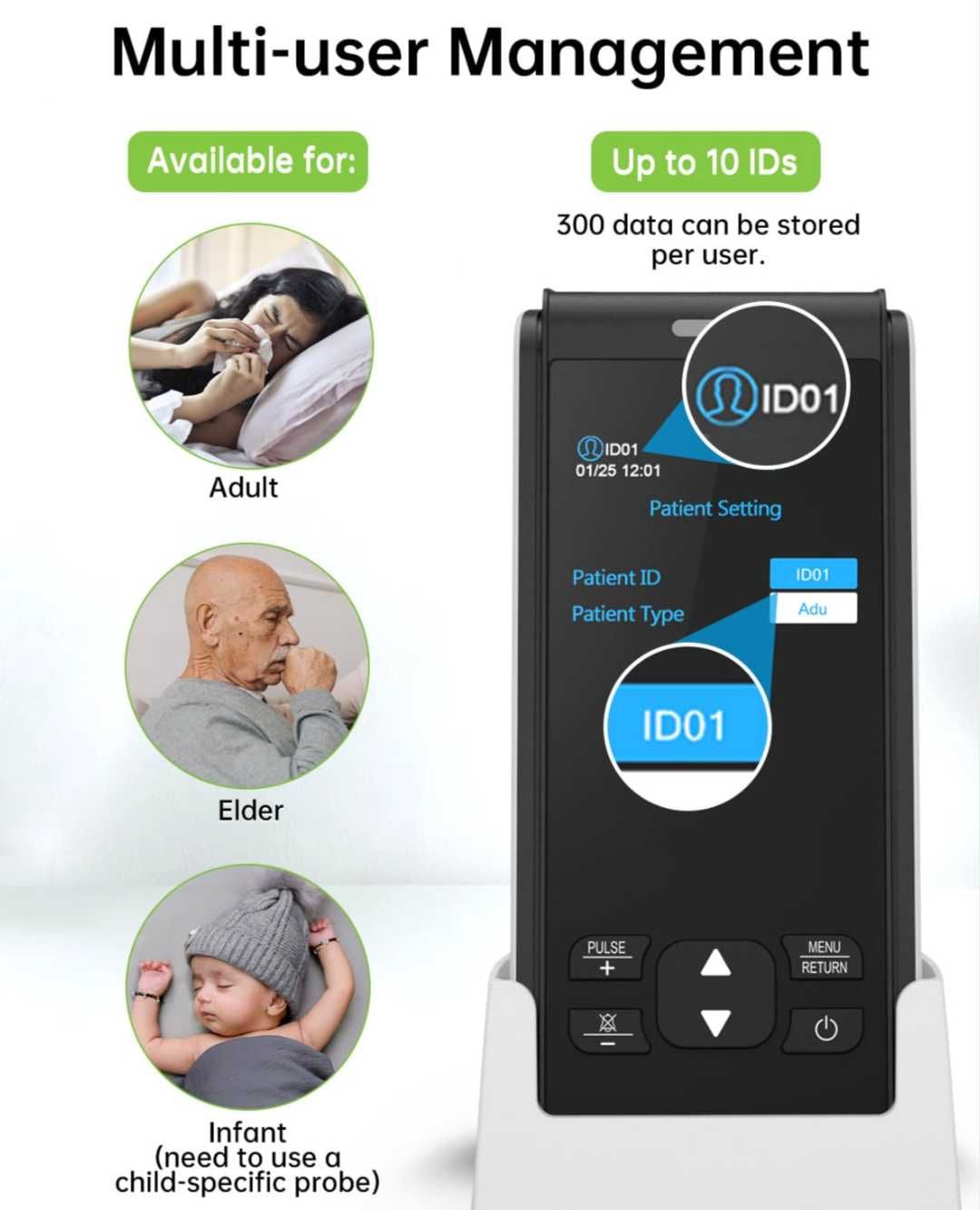 Пулсоксиметър HealthTree за бебета кислороден монитор