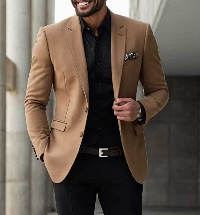 Sacou blazer slim 50 L premium Jack & Jones NOU lana si matase camel