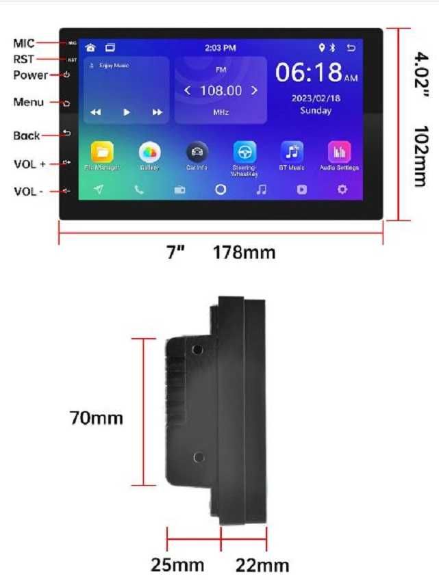 Navigație 7inch Universala 4G+32G, 8Core, CarPlay, Modul Sim