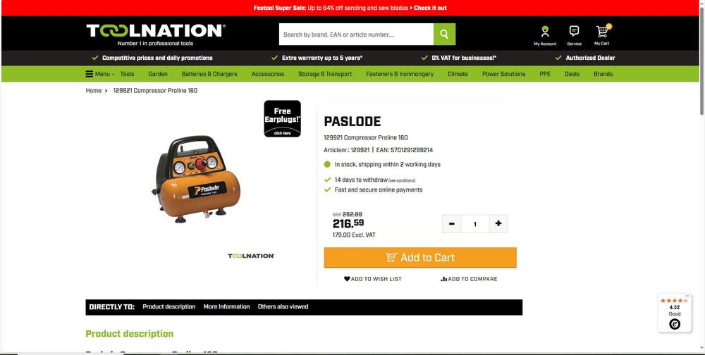 Compresor Paslode proline 160