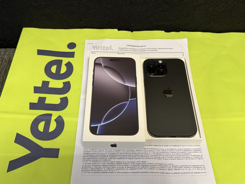 КАТО НОВ 1TB iPhone 16 Pro Max Yettel Гаранция 2027 г. Black