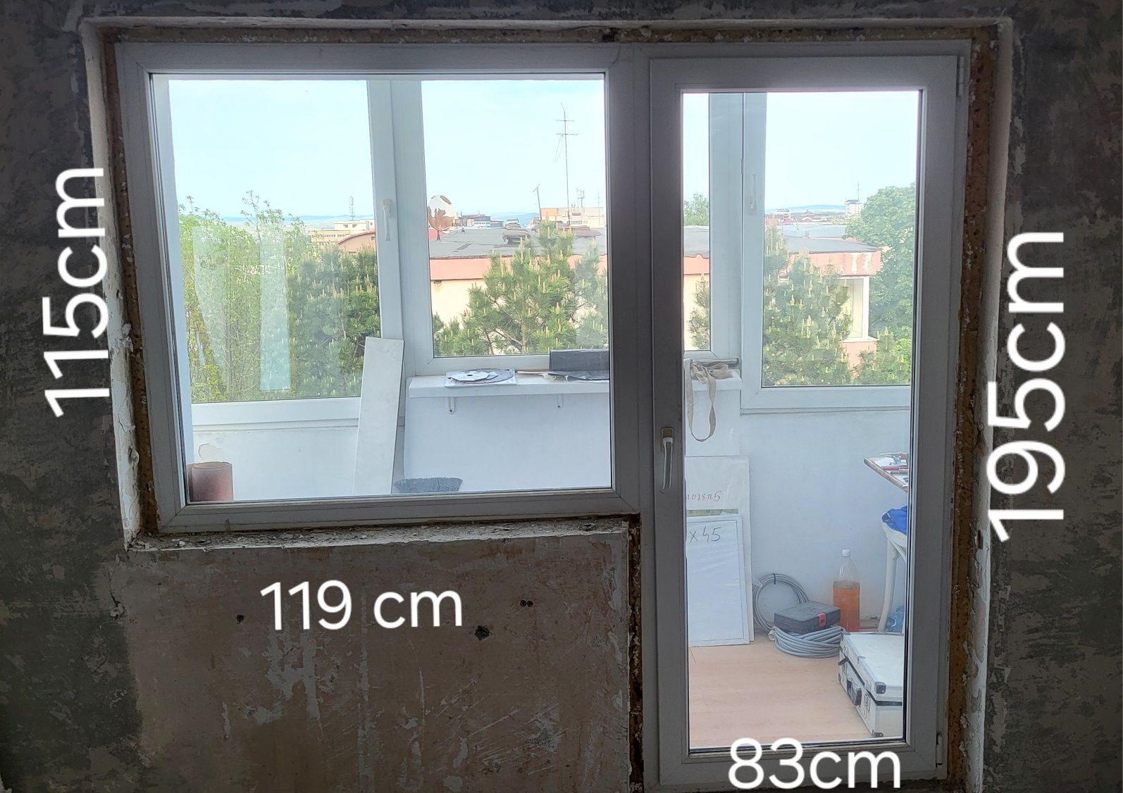Vand 1 geam si doua usi balcon cu geam fix din termopan