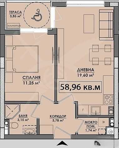 Двустаен апартамент Славейков 47046