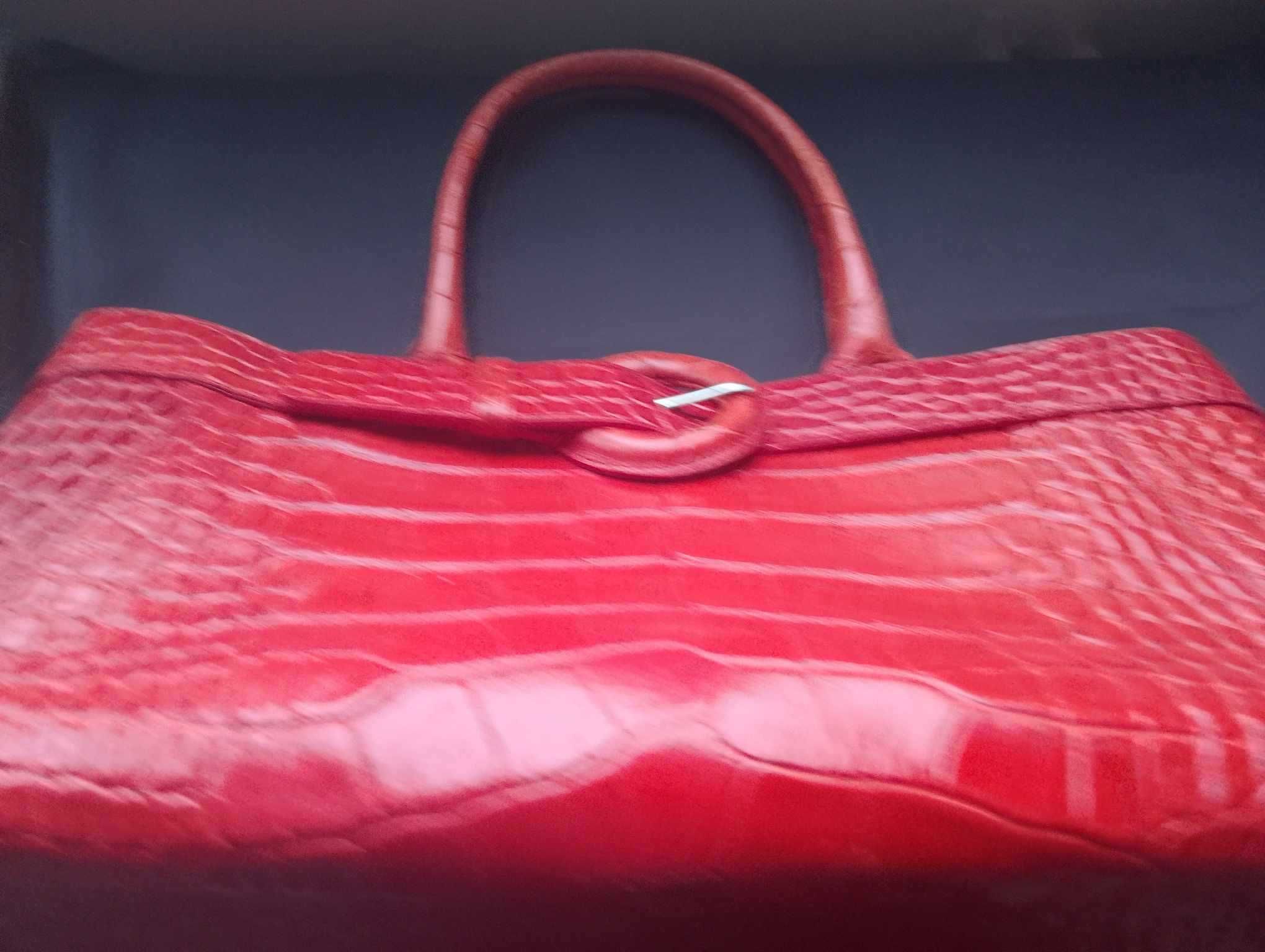 FURLA, червена чанта естествена кожа
