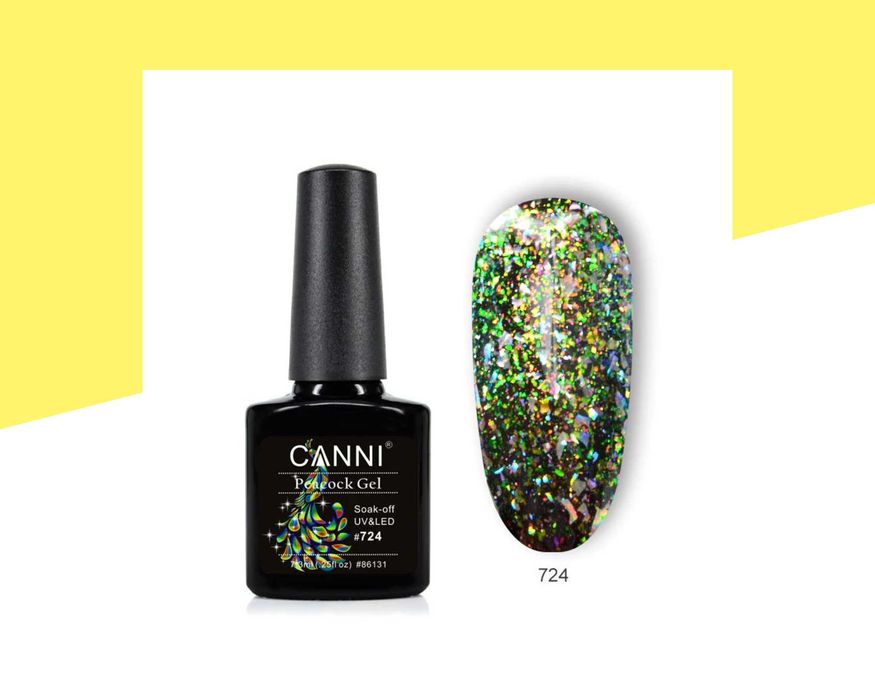 Професионален UV/LED брокатен гел лак с ефект „паунови пера“ CANNI