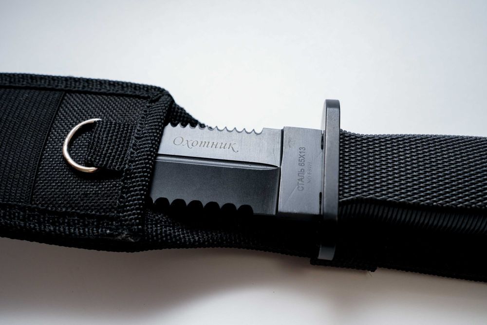 Tактически нож Охотник + текстилен калъф, ножове за гората