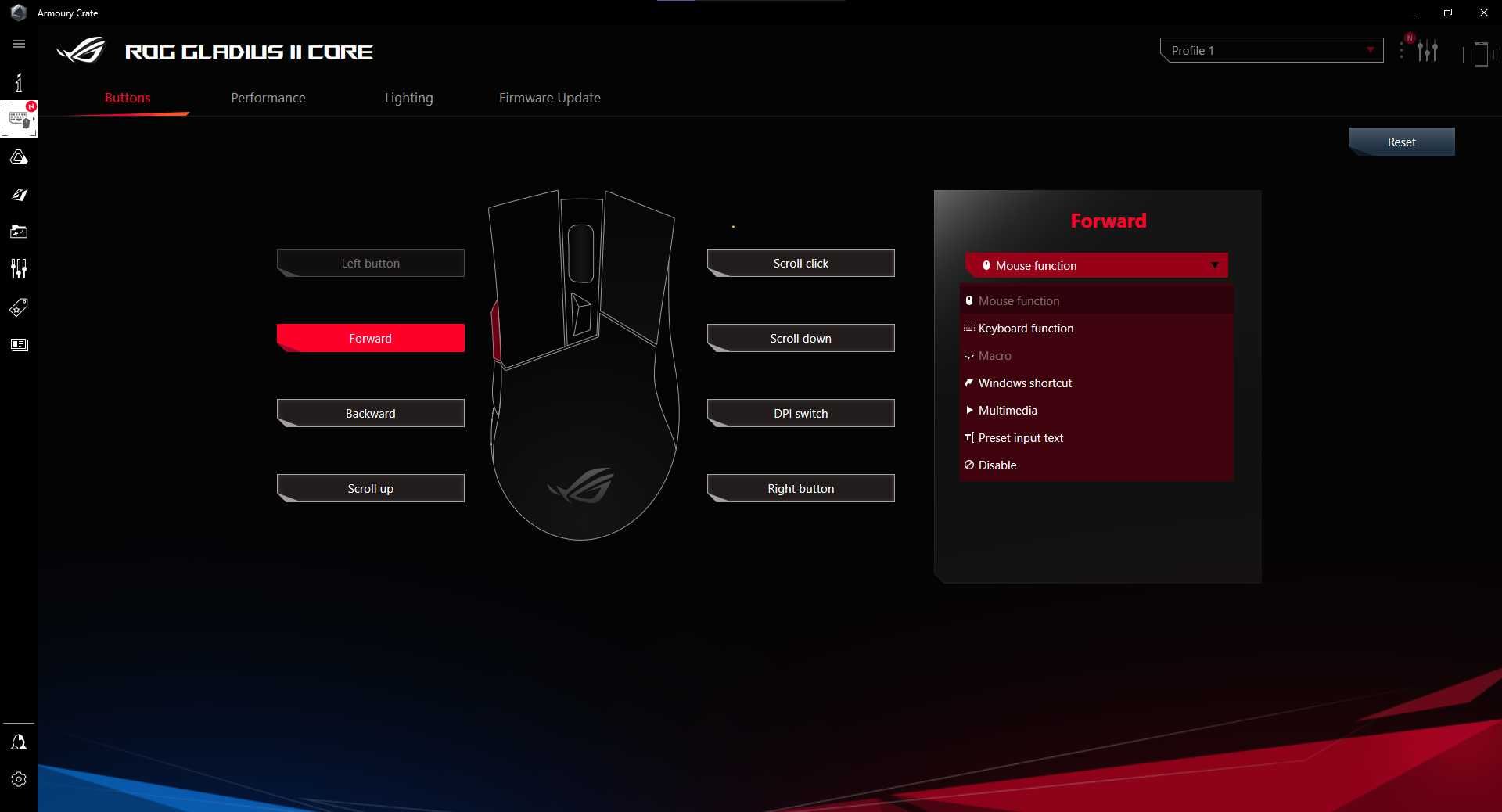 Mouse ASUS ROG Gladius II Core, RGB