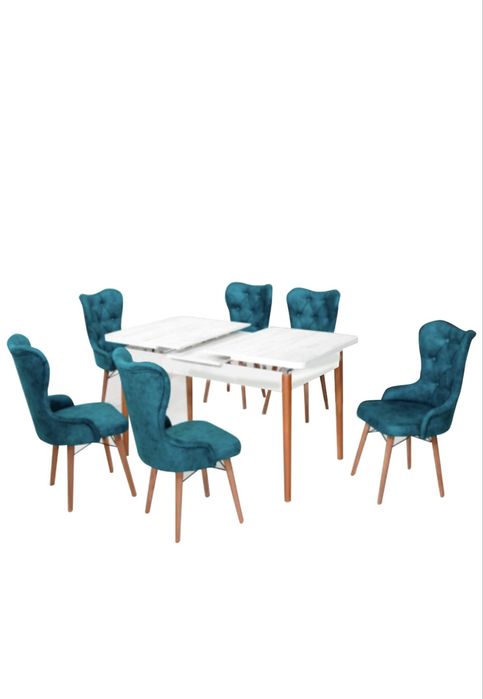 Set Masa Extensibila cu 6 scaune, Lord Modella Turcuaz, 170x80x77cm