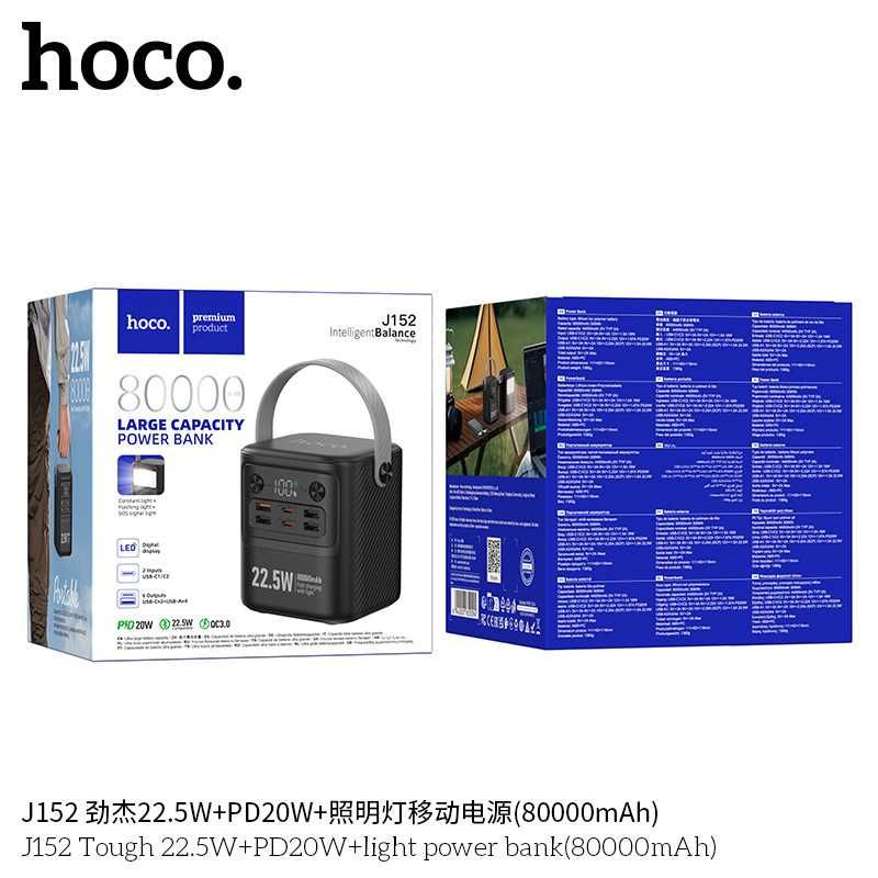 Hoco J152 Tough 22.5W+PD20W Power Bank 80000mAh QC3.0 For iPhone 16