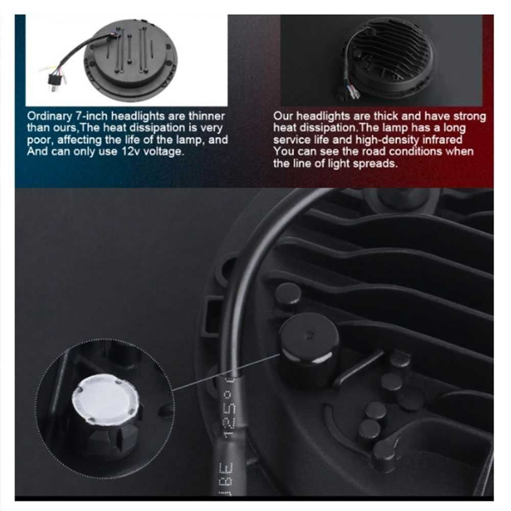 LED фар/лампа/халоген 18 см, 12V-24V, къси/дълги, 6500lm, универсален