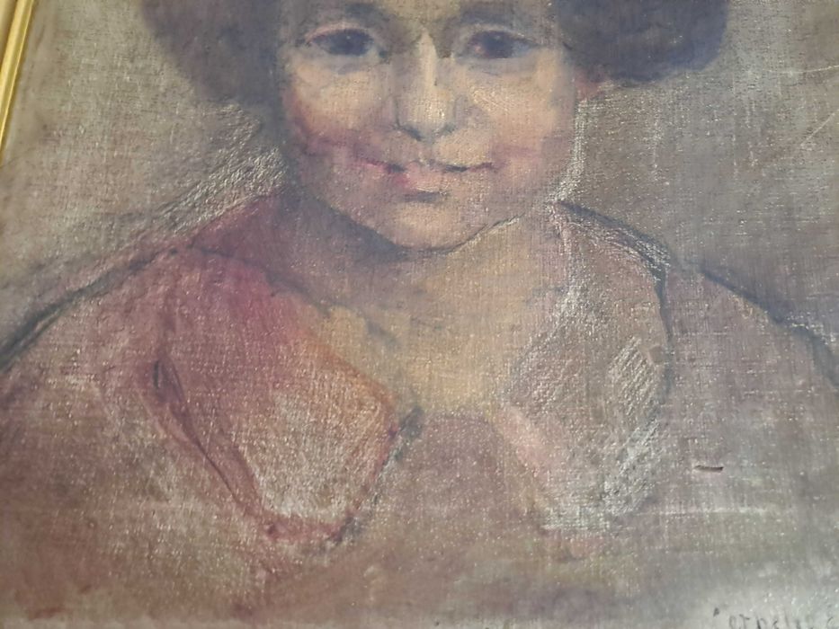 tablou vechi pictura pe panza 36/42 cm semnat Cornelia Emilian