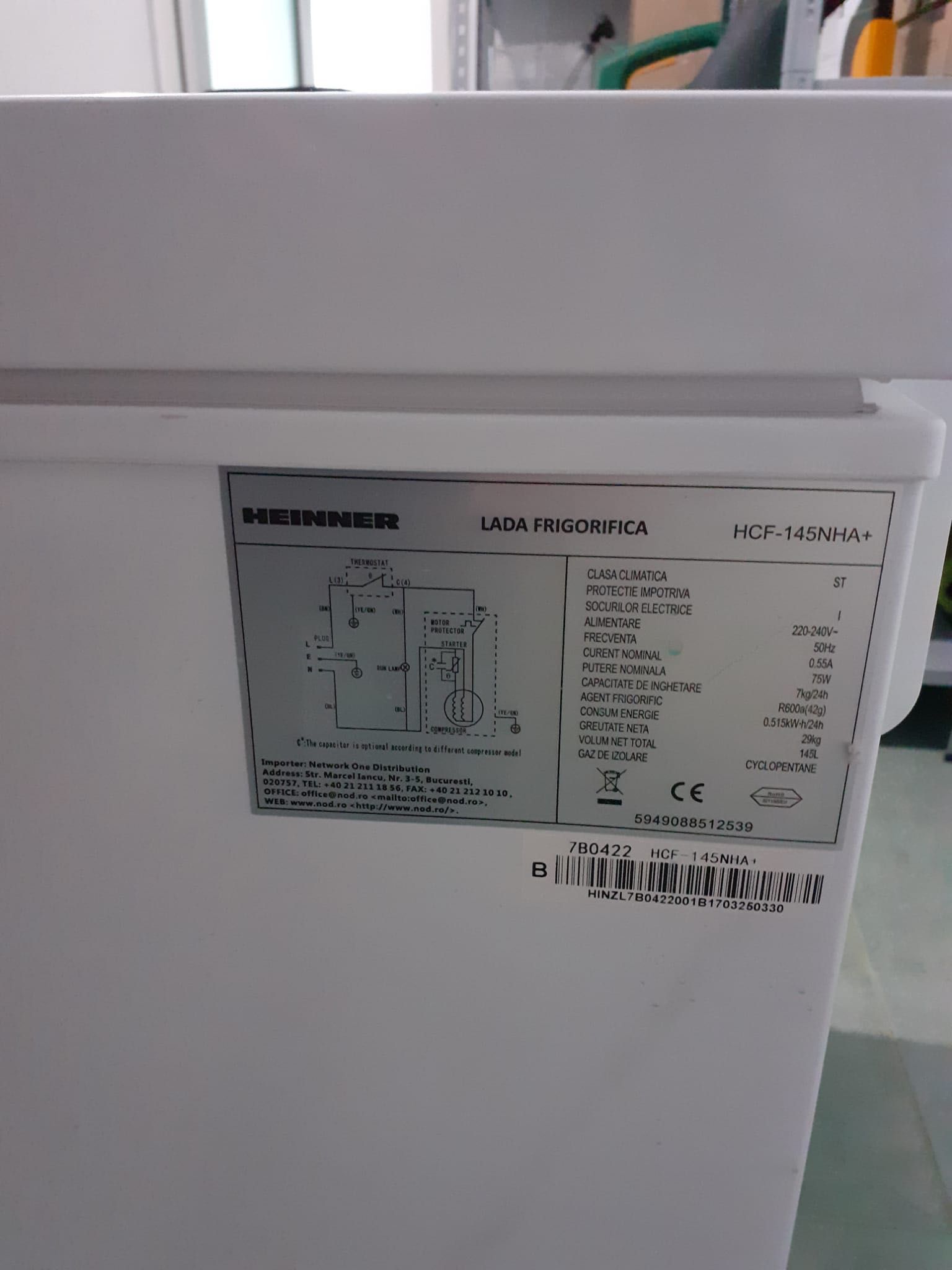 Lada frigorifica Heinner HCF-145NHA, 145 l, 188 kwh/an, Alb