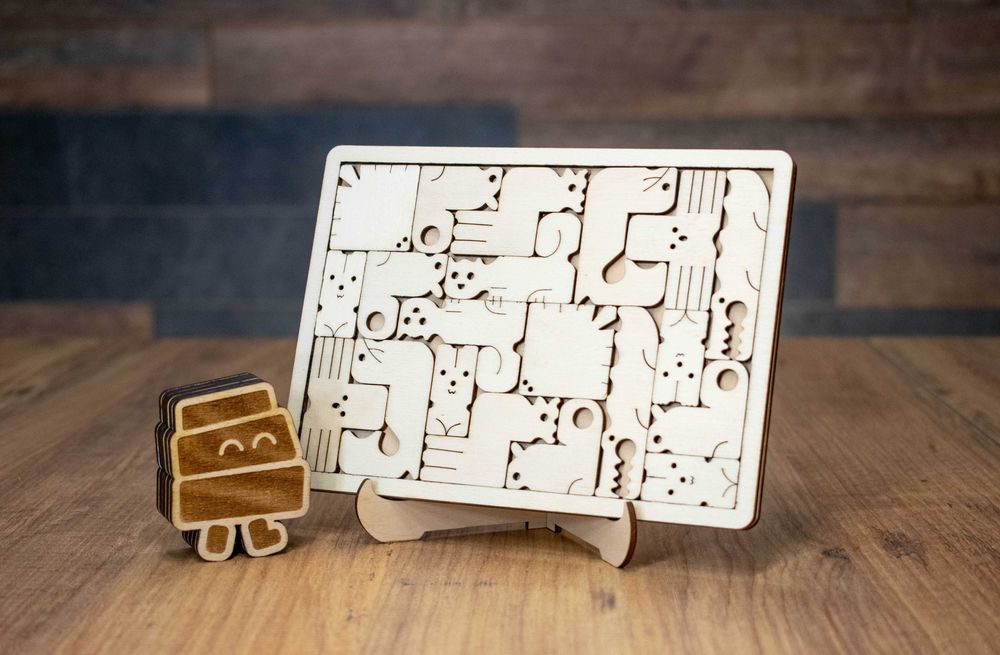 Дървен пъзел Зоо Тетрис