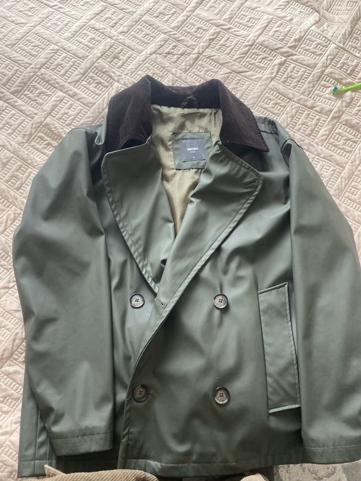 Кожный ветровка цвет хаки