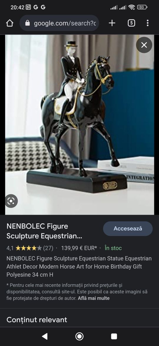 Statueta cal echitatie super pret noua