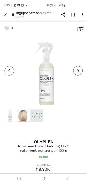 Vand tratamentul pentru par cu crestere intensiva Olaplex No. 0