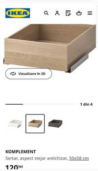 Ikea Komplement cos metalic si sertar stejar 50 cm