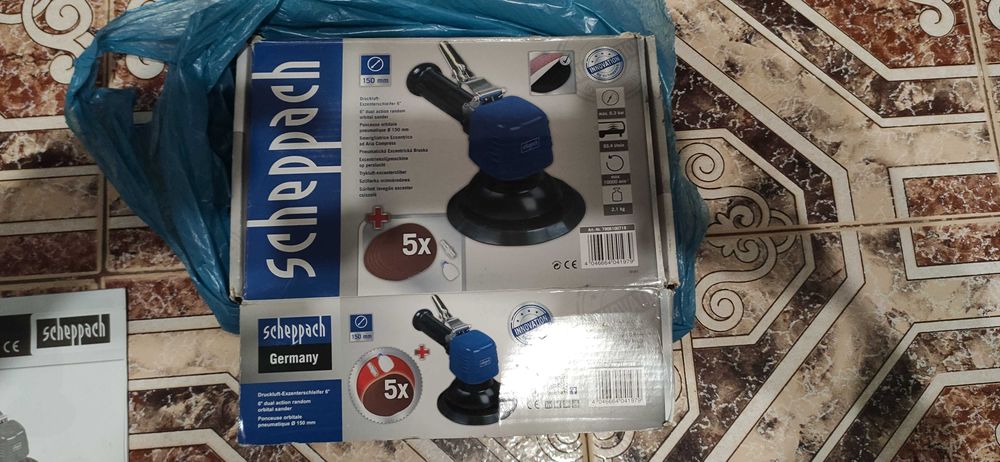 Комплект пневматичен ексцентършлайф с двойно действие 6“ / Scheppach