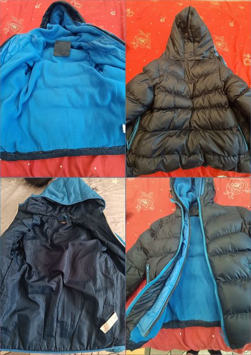 Geacă copii albastră-neagră, cu polar pe interior, foarte călduroasă,