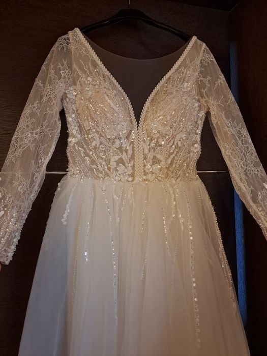 Rochie mireasa panthea Ivoire,mărime 36_38 Cadou voal lung