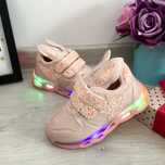 Adidasi roz cu scai si urechi iepuras lumini LED pt fete 22 23