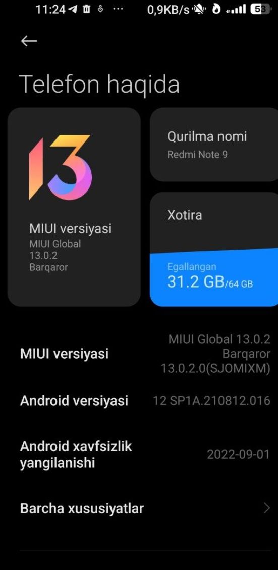 Redmi    note 9 aybi sensorli biroz singn