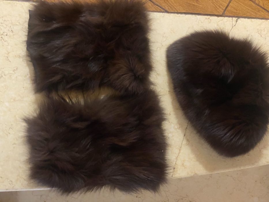 Caciula eleganta si jampiere din blana naturala (vulpe)