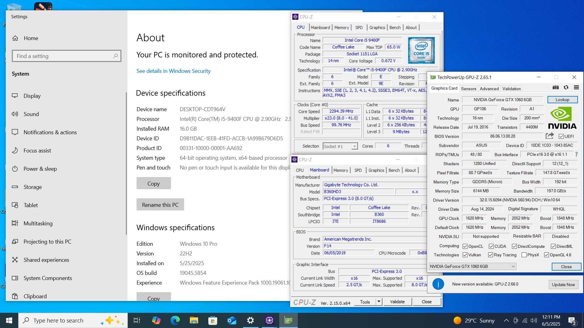 Kit PC Gaming sk 1151 Intel I5 9400f