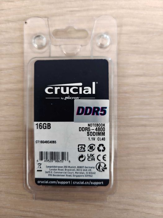 Memorie Notebook Crucial, 16GB, SODIMM DDR5, 4800MHz