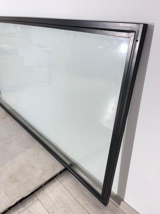 2 Buc. Geam cu Ramă Metalică Neagră, Sticlă Clară, Dimensiuni Mari