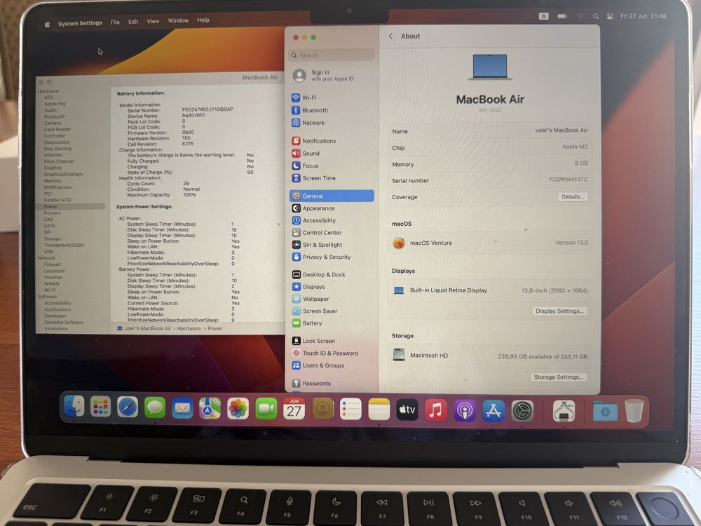 macbook air m2 100% 13inch