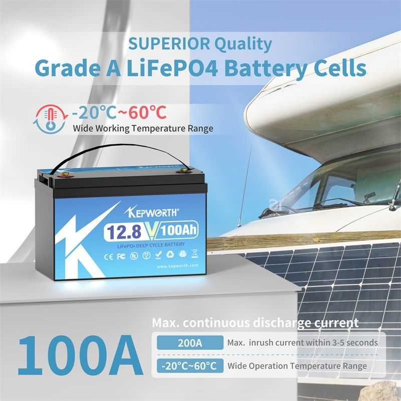 Акумулатор, батерия, 12V100AH LiFePO4 Battery BMS 6000+ Deep Cycle