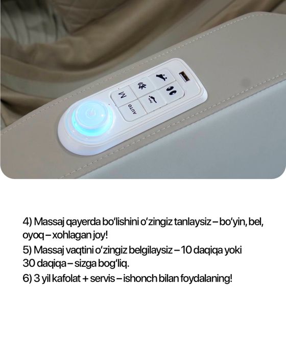 Birinchi qo’l massajni kreslo