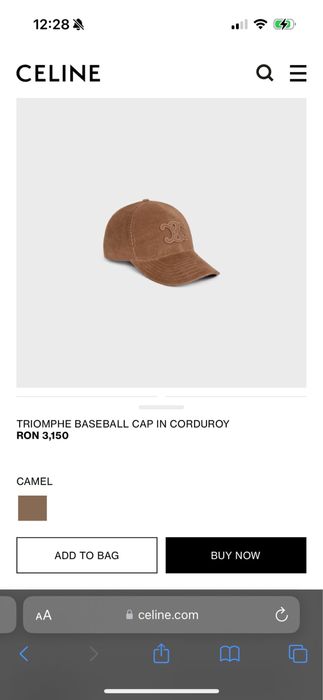 Sapca Celine Triomphe Baseball Corduroy M noua originala